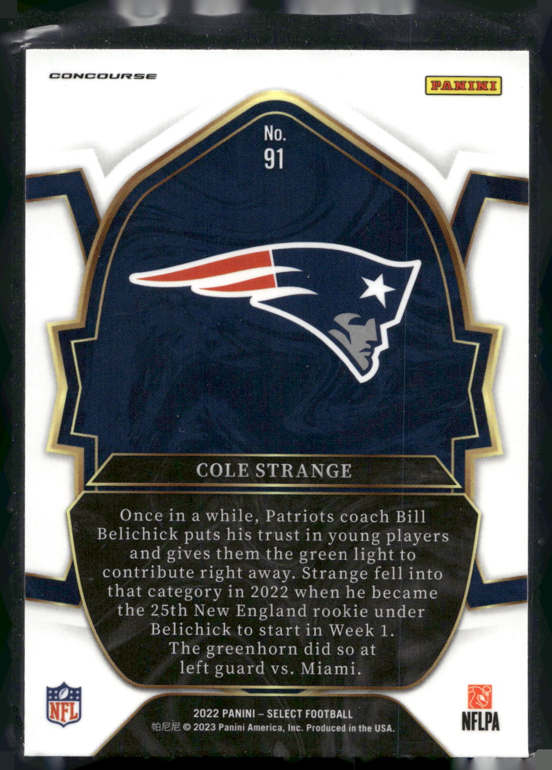2022 Panini Select #91 Cole Strange