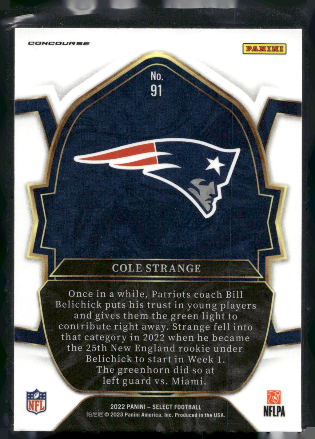 2022 Panini Select #91 Cole Strange