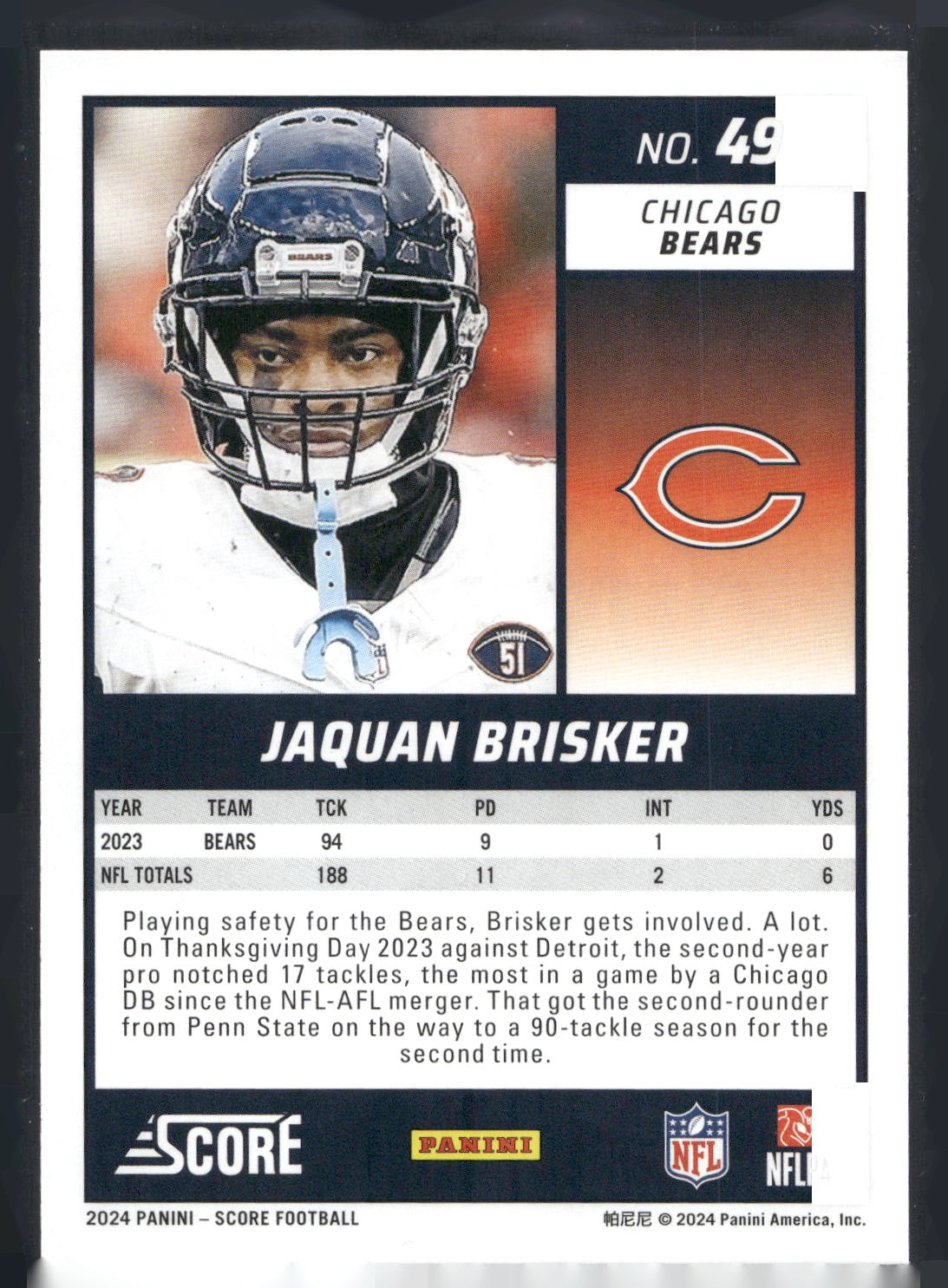 2024 Score #49 Jaquan Brisker