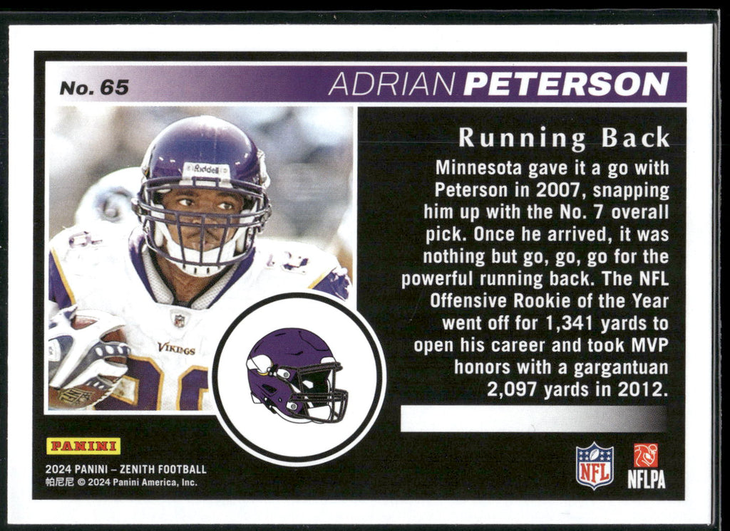 2024 Panini Zenith #65 Adrian Peterson