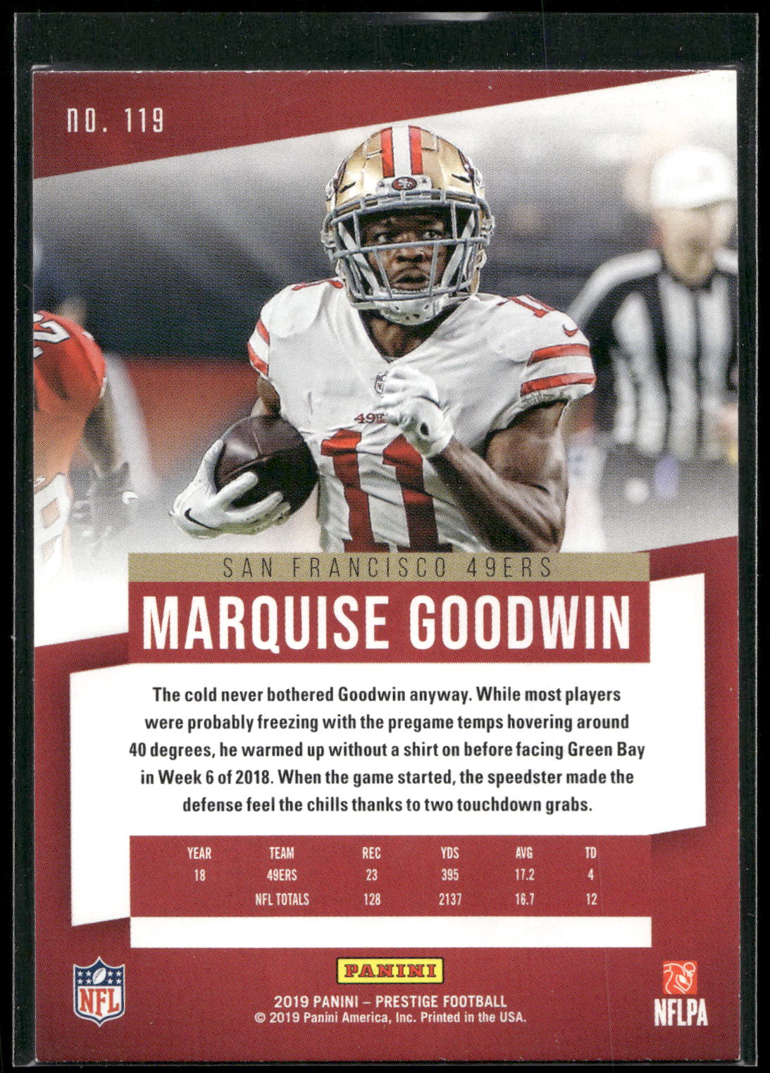 2019 Panini Prestige #119 Marquise Goodwin