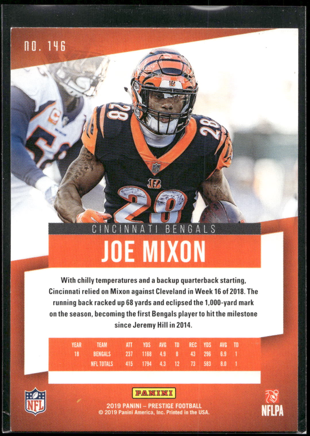 2019 Panini Prestige #146 Joe Mixon