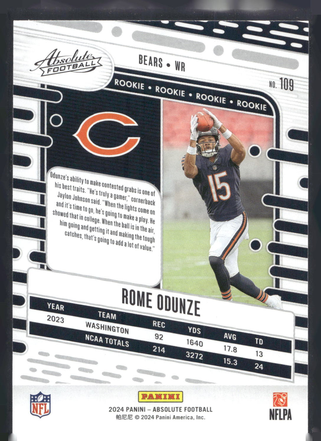 2024 Panini Absolute #109 Rome Odunze Retail