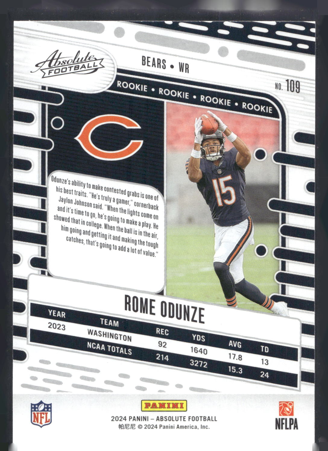 2024 Panini Absolute #109 Rome Odunze Retail