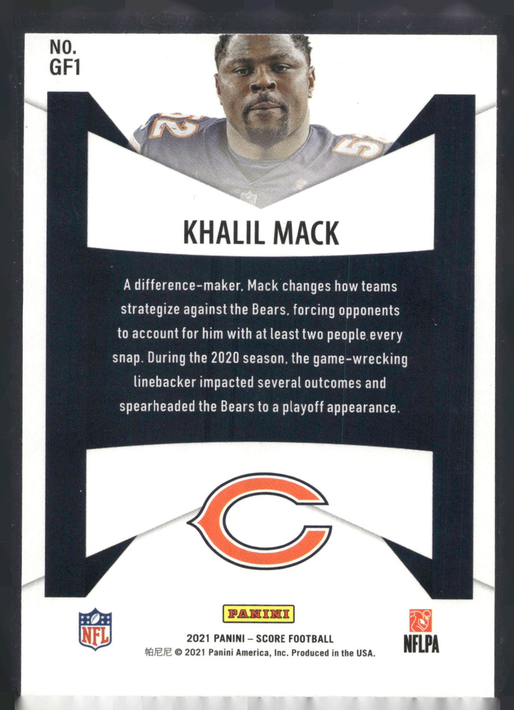 2021 Score #GF1 Khalil Mack Game Face