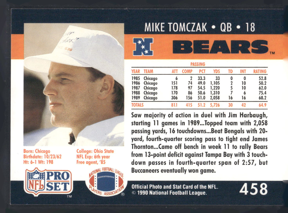 1990 Pro Set #458 Mike Tomczak