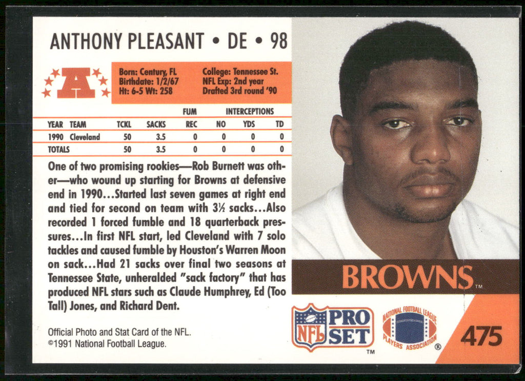 1991 Pro Set #475 Anthony Pleasant