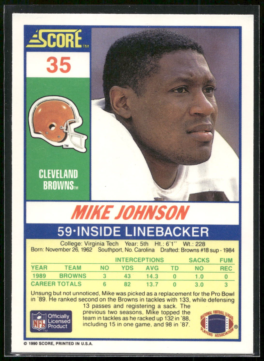 1990 Score #35 Mike Johnson