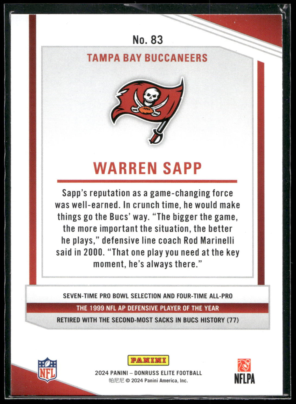 2024 Donruss Elite #83 Warren Sapp