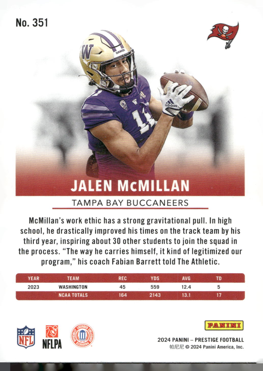 2024 Panini Prestige #351 Jalen McMillan Diamond Xtra Points