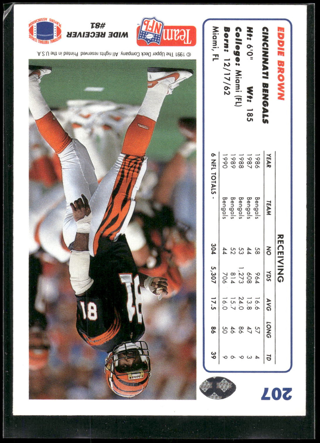 1991 Upper Deck #207 Eddie Brown