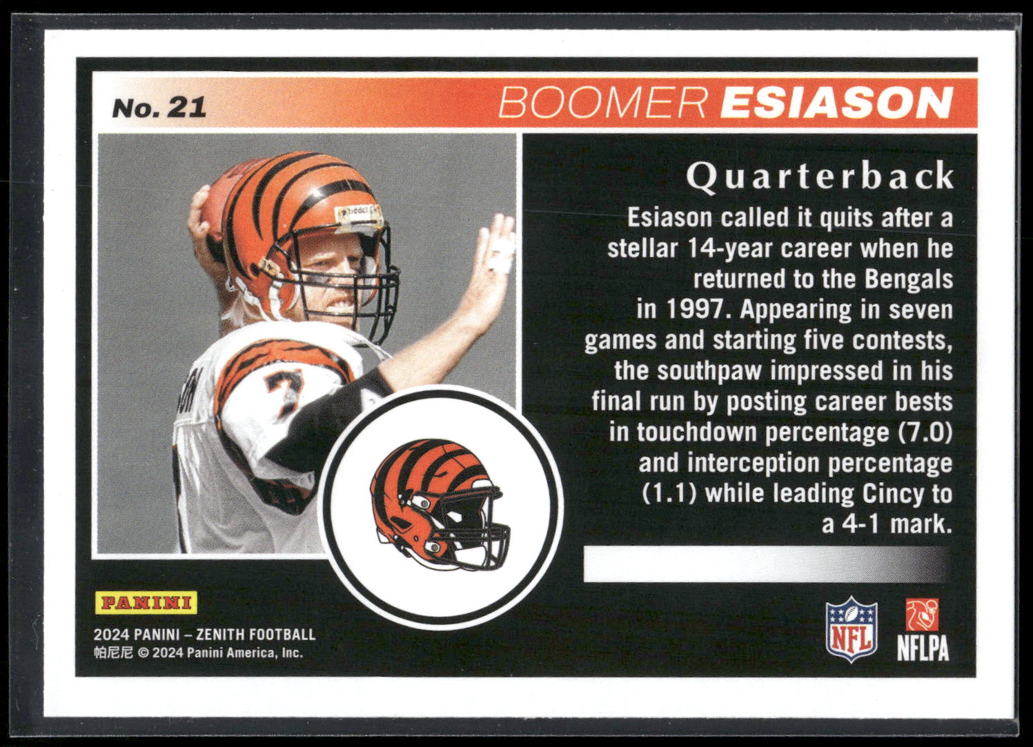 2024 Panini Zenith #21 Boomer Esiason Two Minute Drill