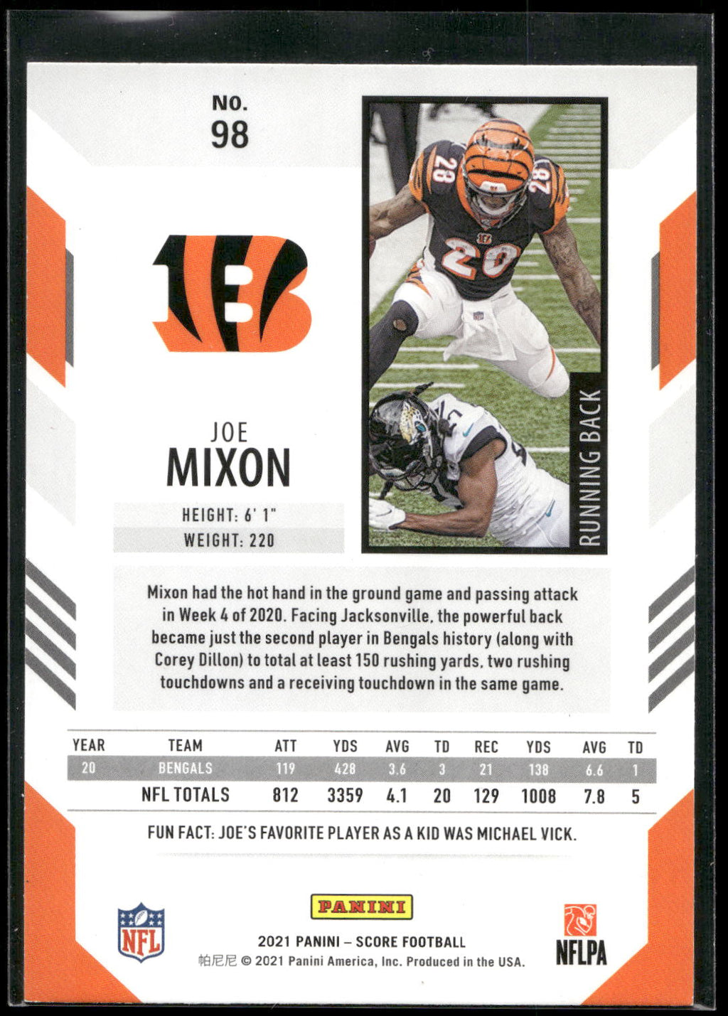 2021 Score #98 Joe Mixon