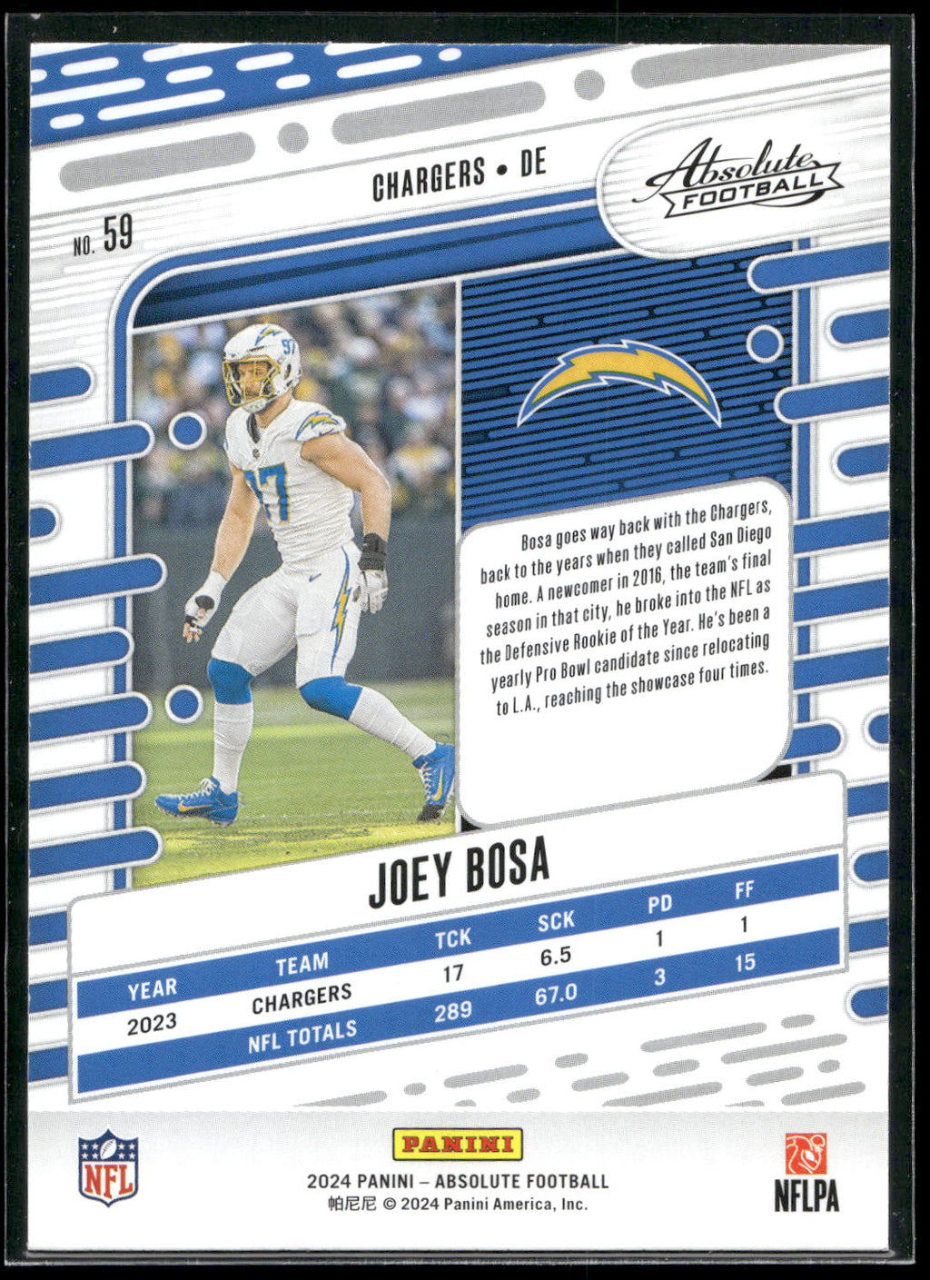 2024 Panini Absolute #59 Joey Bosa Yellow