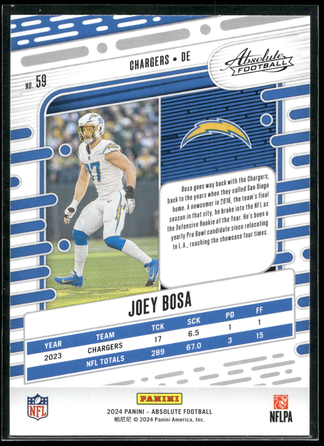 2024 Panini Absolute #59 Joey Bosa Yellow