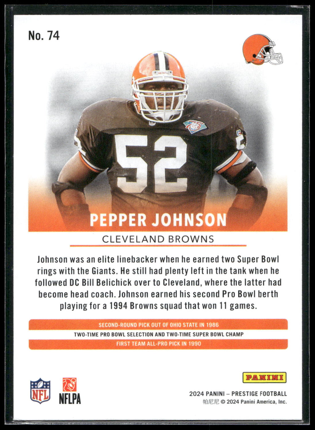2024 Panini Prestige #74 Pepper Johnson