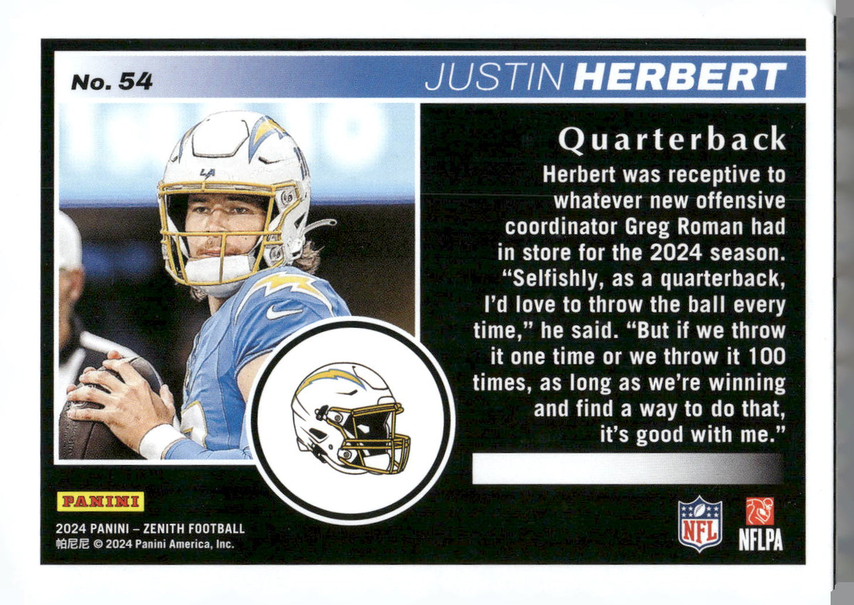 2024 Panini Zenith #54 Justin Herbert Retail