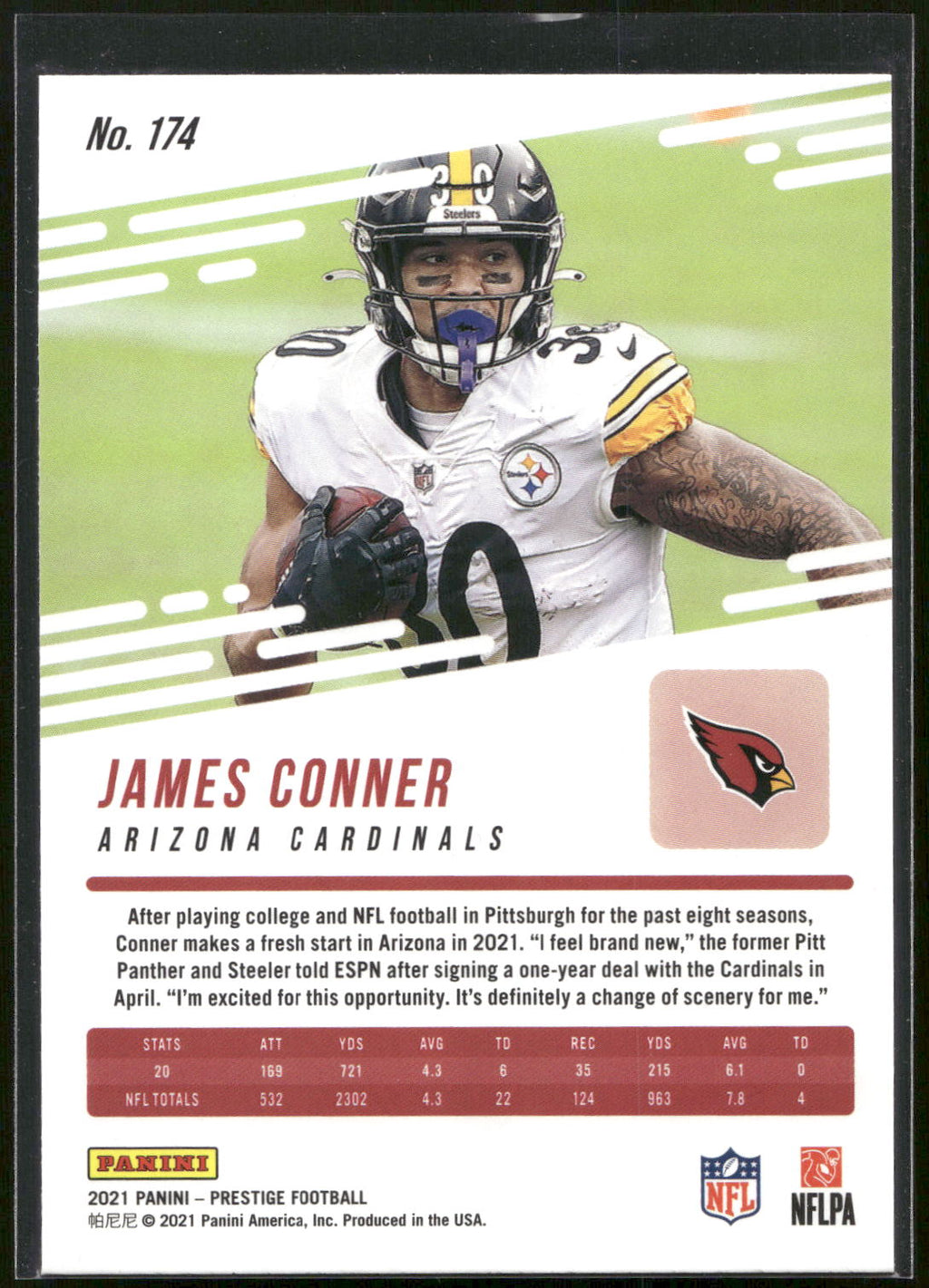 2021 Panini Prestige #174 James Conner
