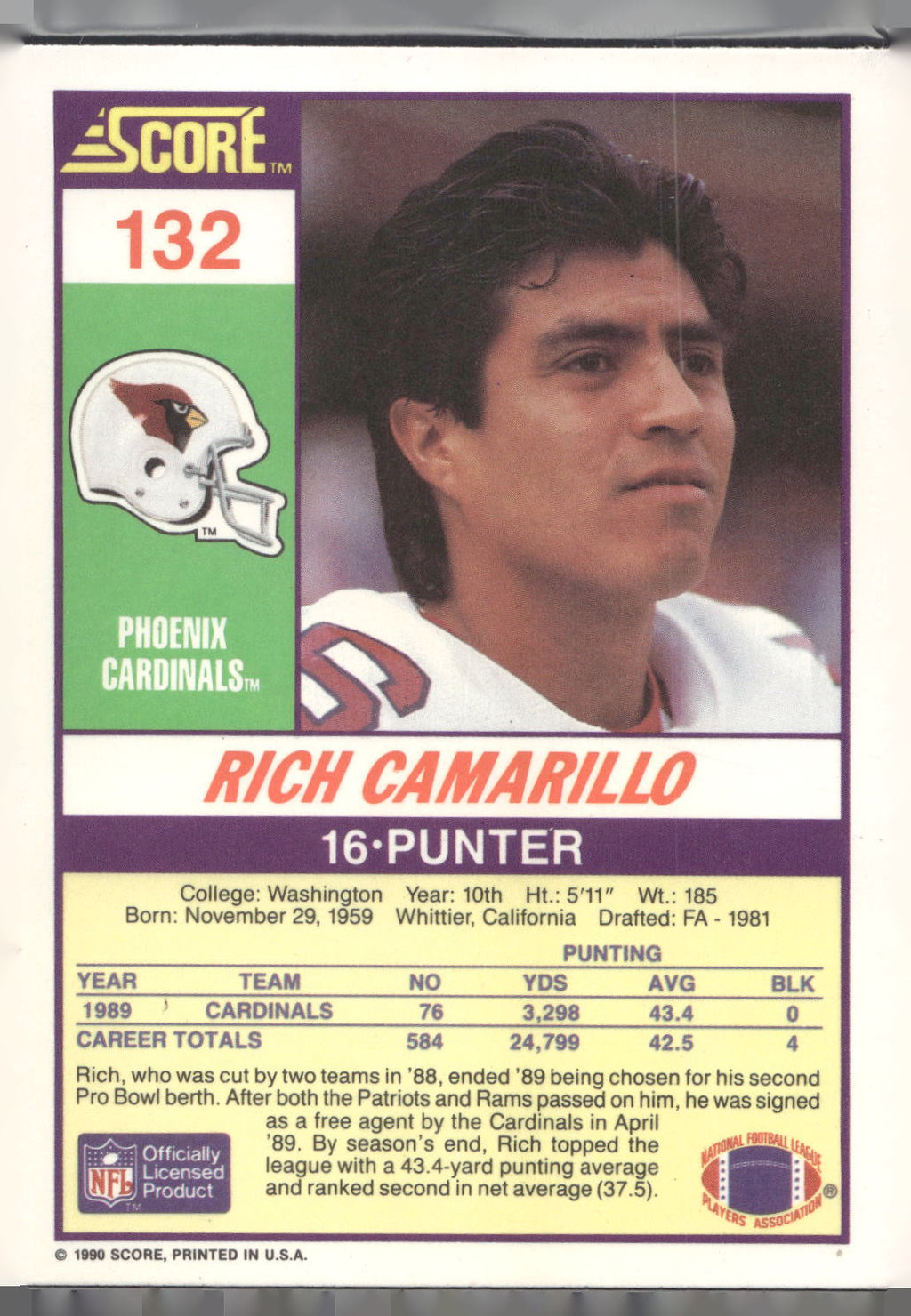 1990 Score #132 Rich Camarillo
