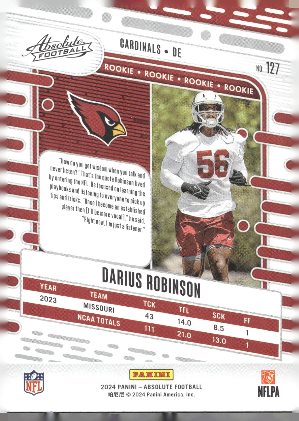 2024 Panini Absolute #127 Darius Robinson Retail