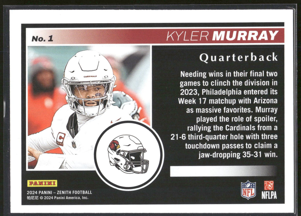 2024 Panini Zenith #1 Kyler Murray Retail