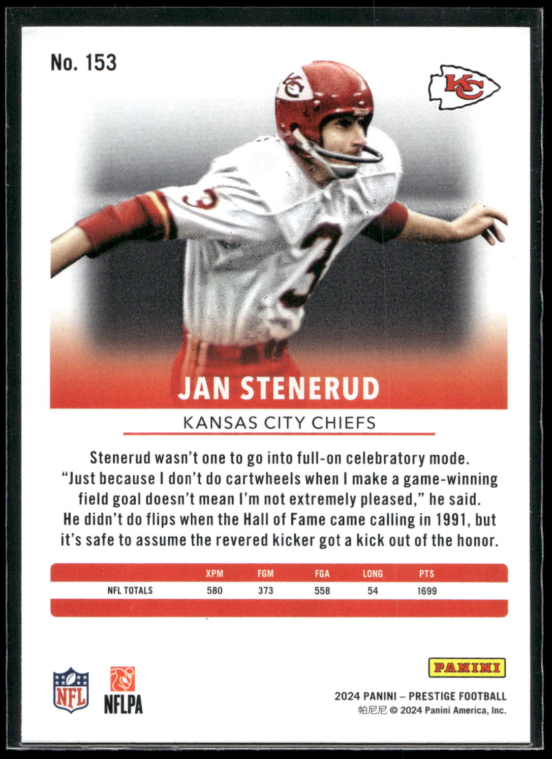 2024 Panini Prestige #153 Jan Stenerud