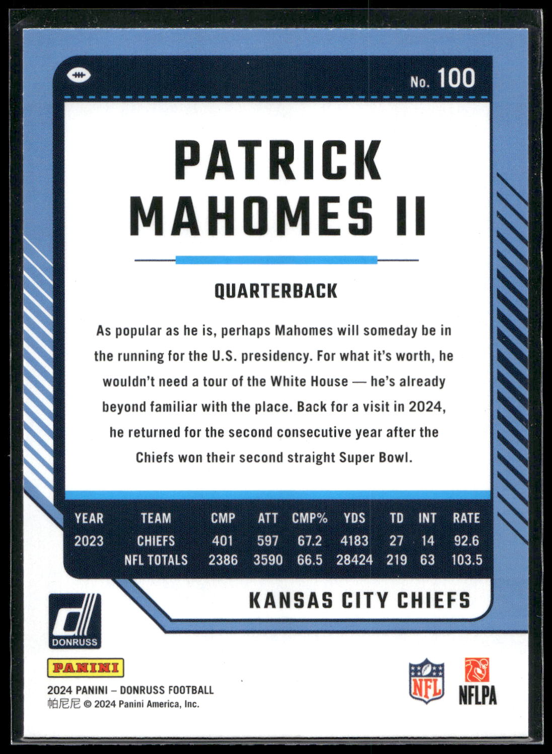 2024 Donruss #100 Patrick Mahomes II