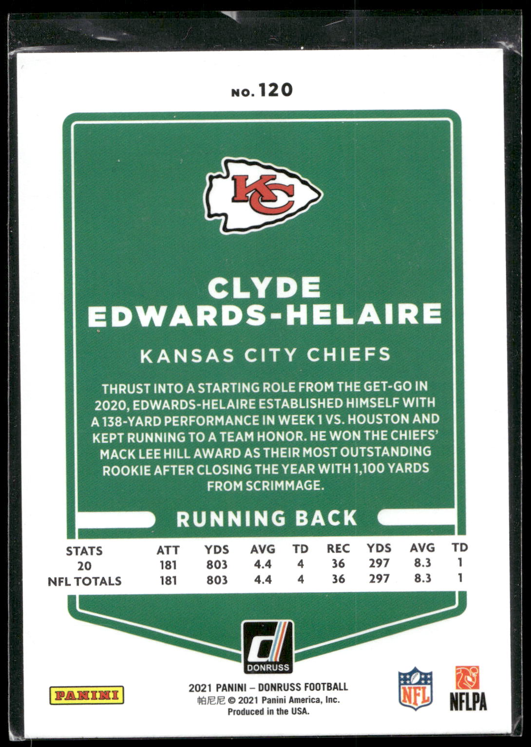 2021 Donruss #120 Clyde Edwards-Helaire