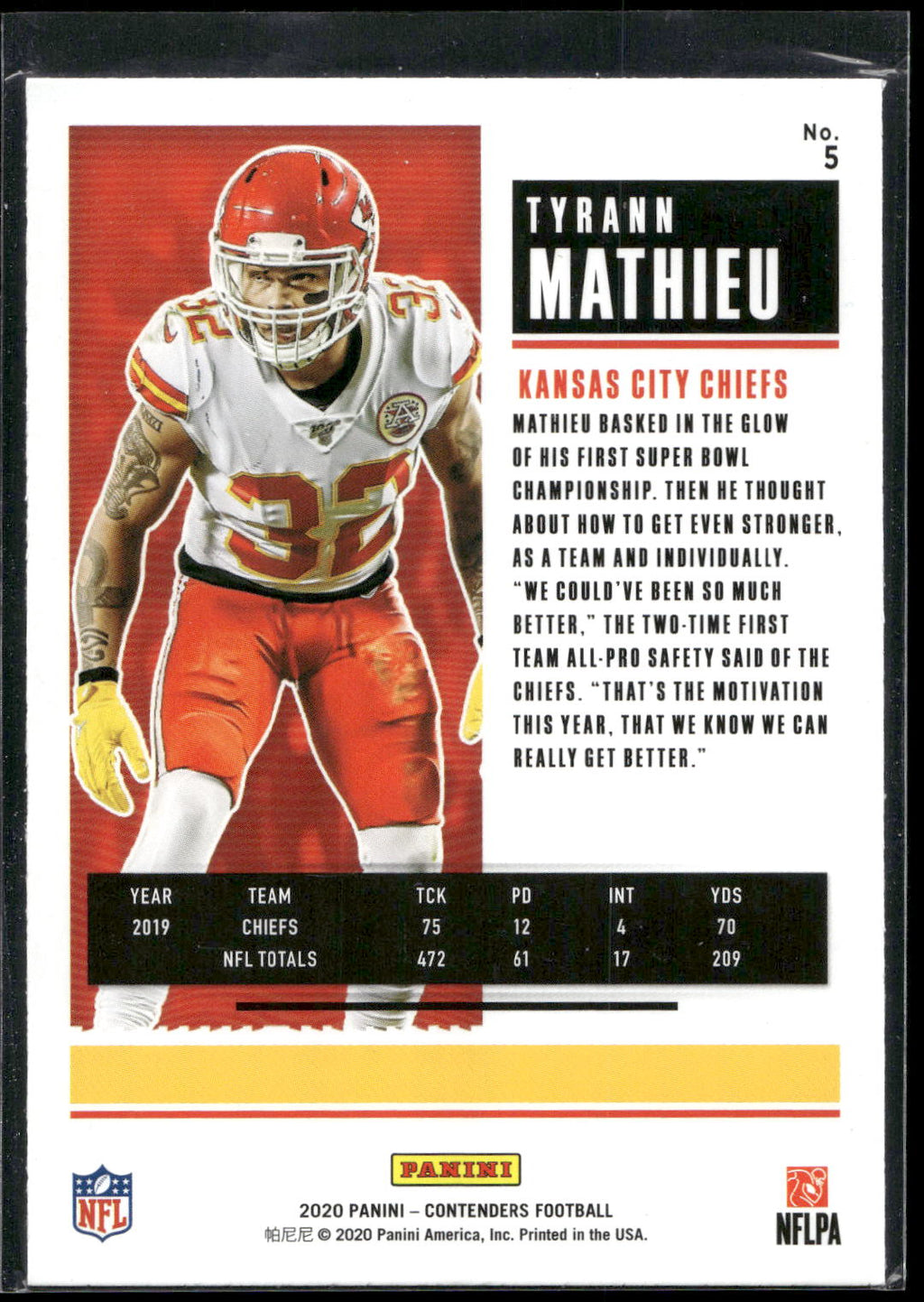 2020 Panini Contenders #5 Tyrann Mathieu