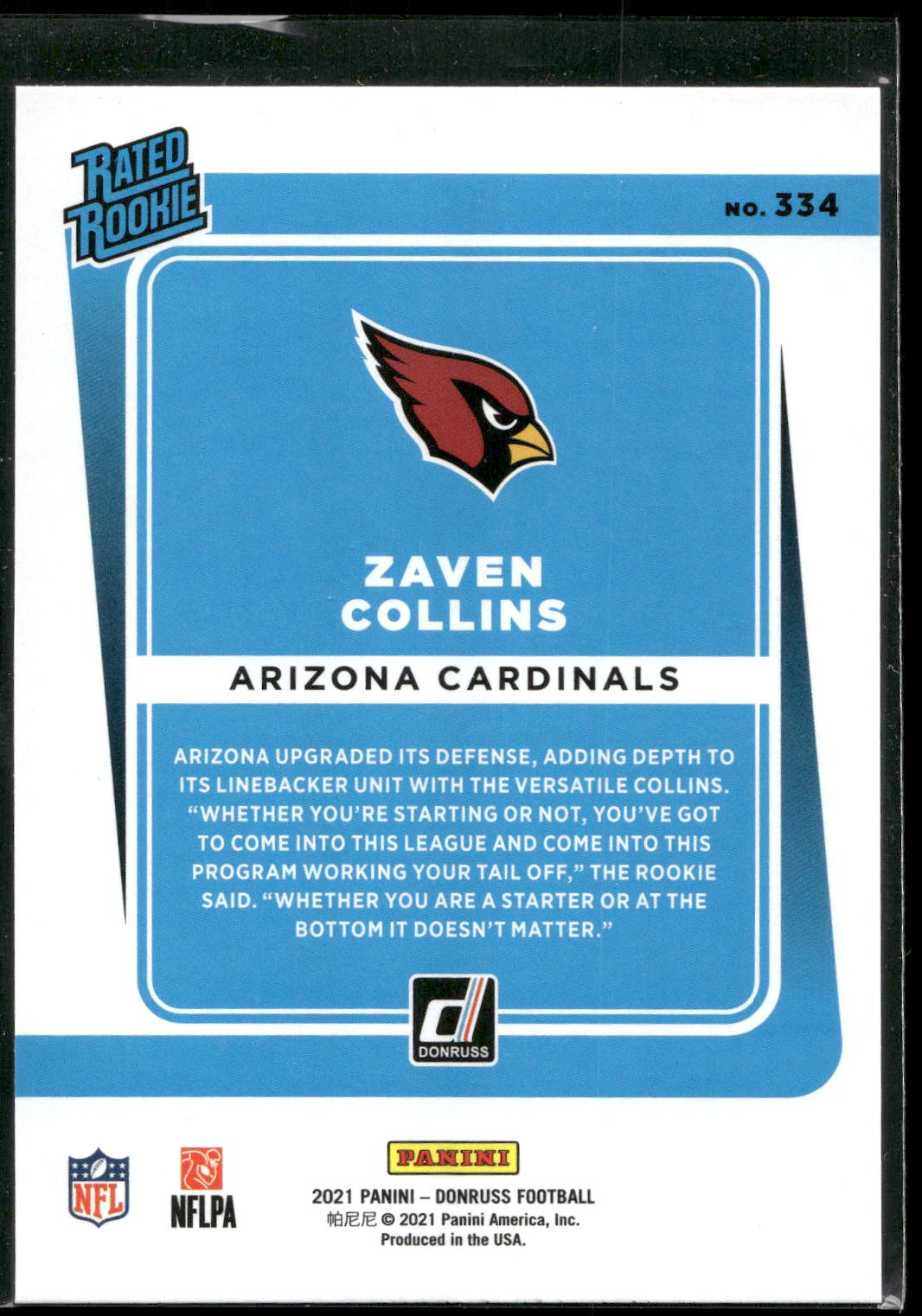 2021 Donruss #334 Zaven Collins