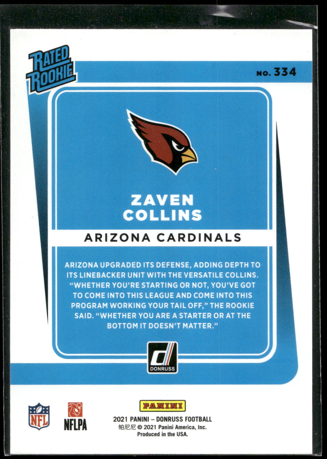 2021 Donruss #334 Zaven Collins