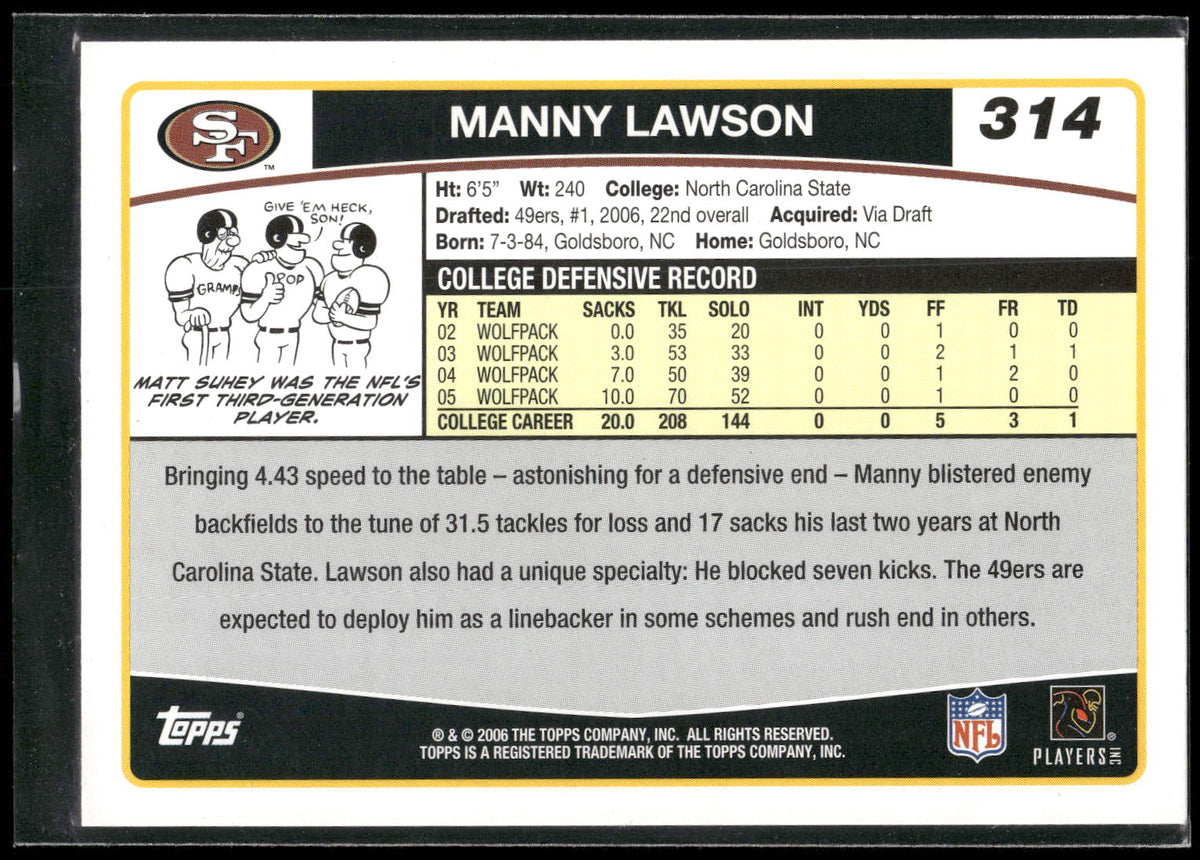 2006 Topps #314 Manny Lawson
