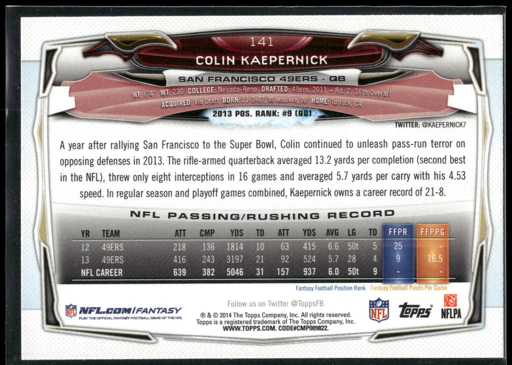 2014 Topps #141 Colin Kaepernick