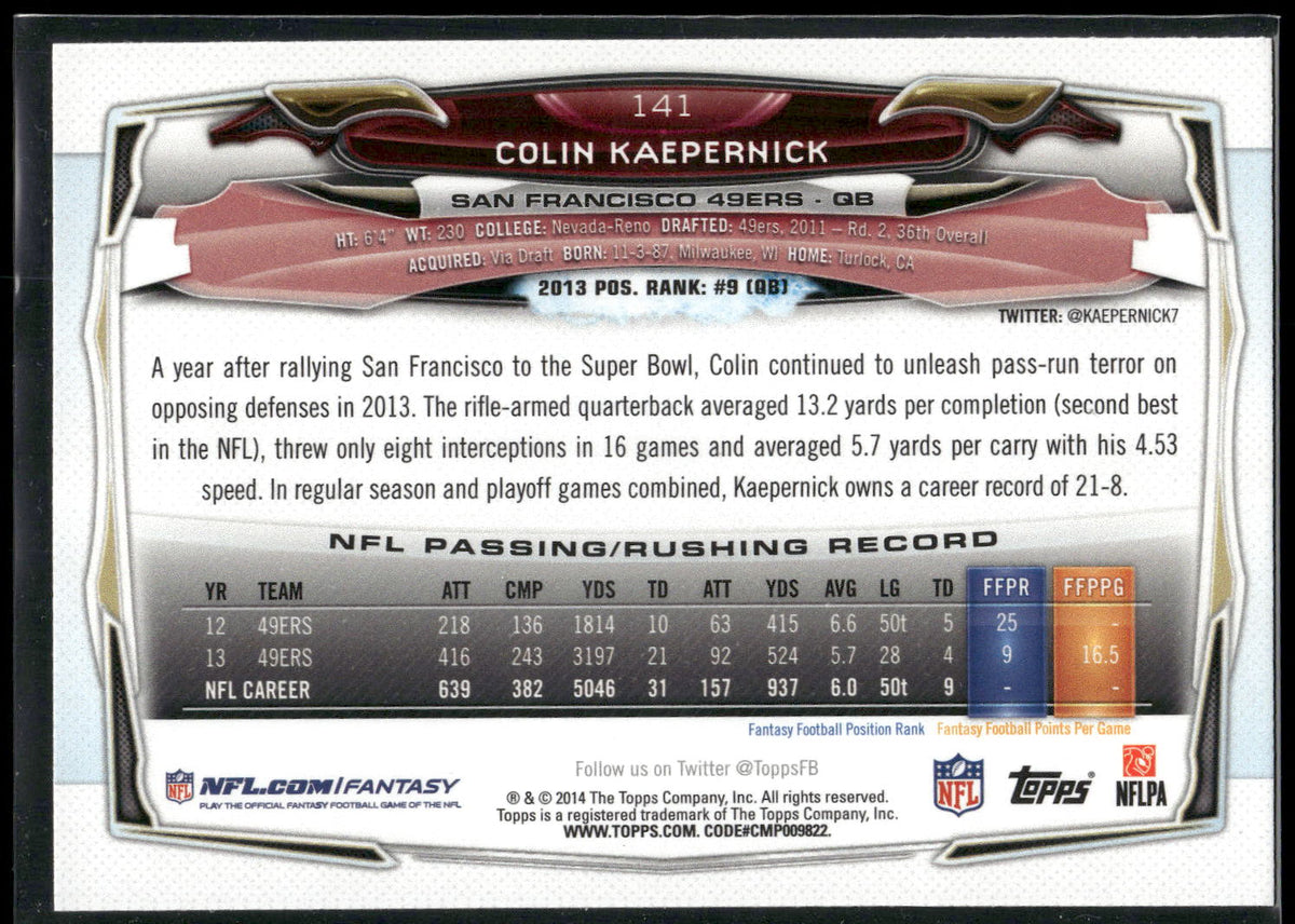 2014 Topps #141 Colin Kaepernick