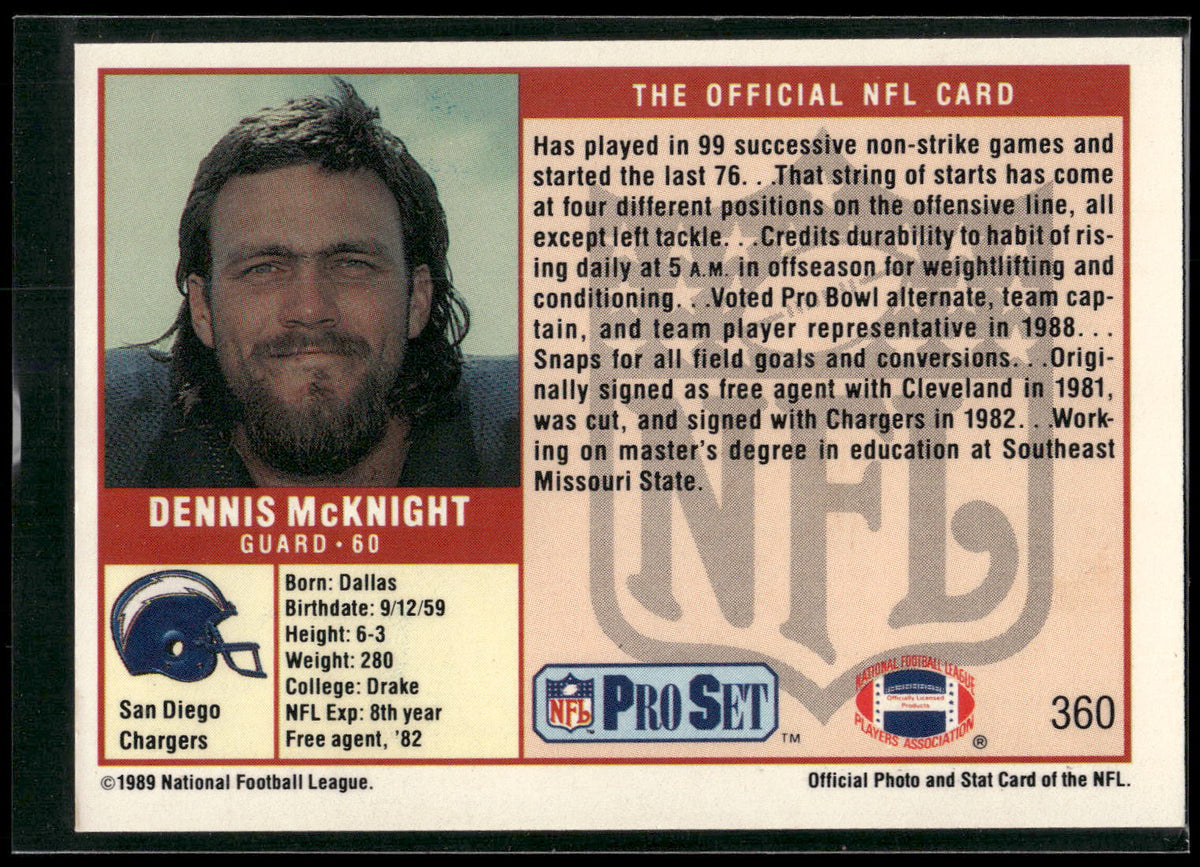 1989 Pro Set #360 Dennis McKnight