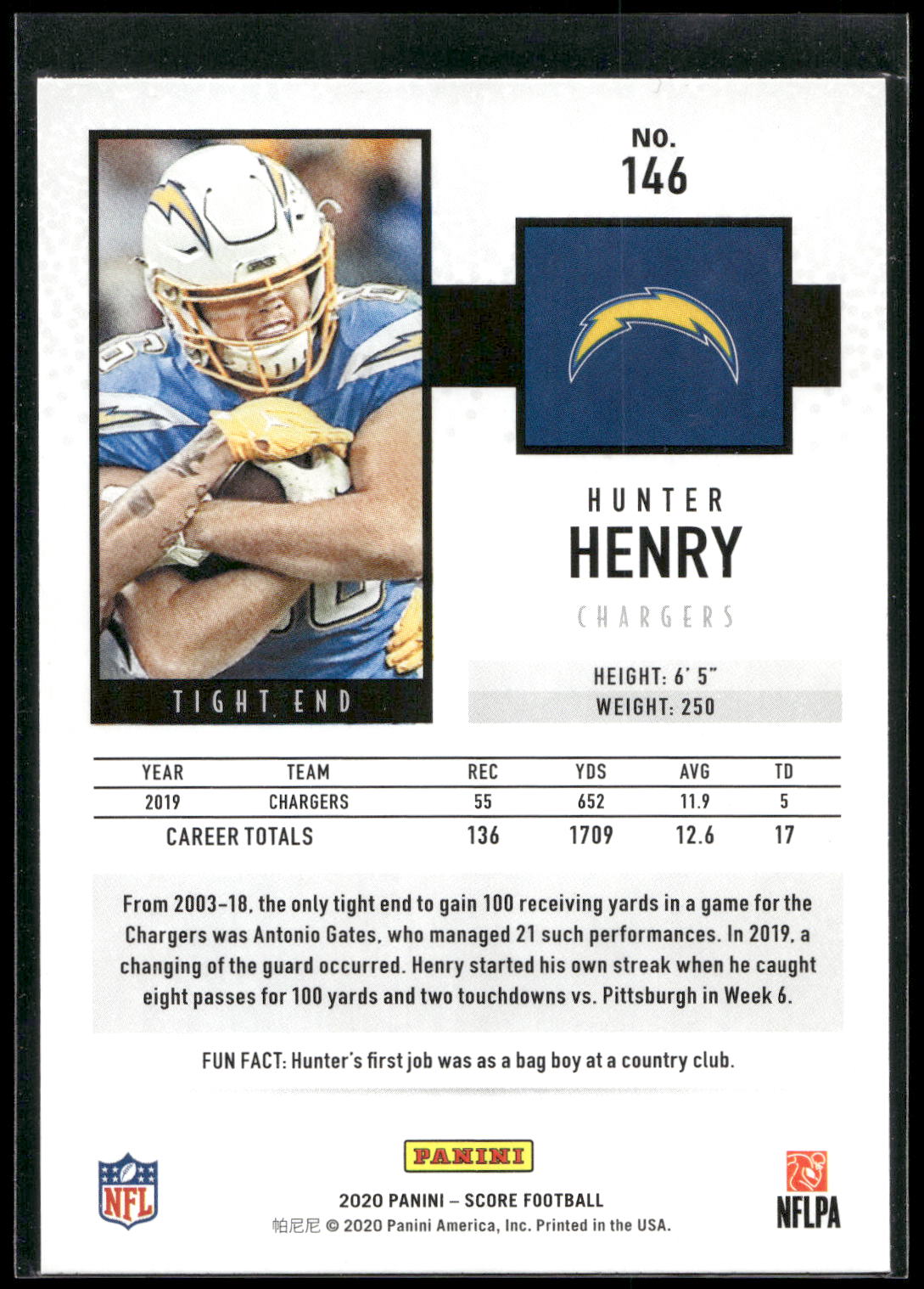 2020 Score #146 Hunter Henry