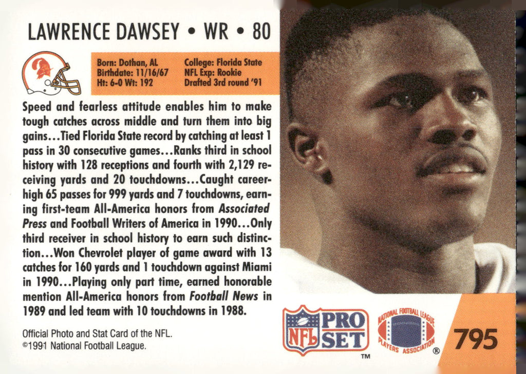 1991 Pro Set #795 Lawrence Dawsey