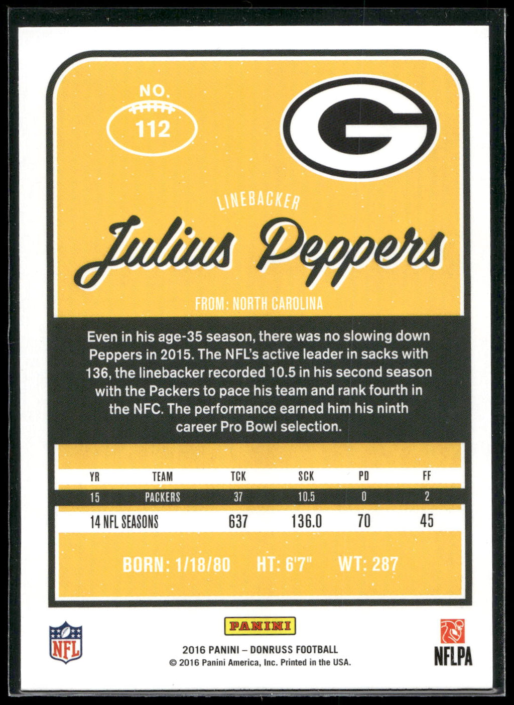 2016 Donruss #112 Julius Peppers