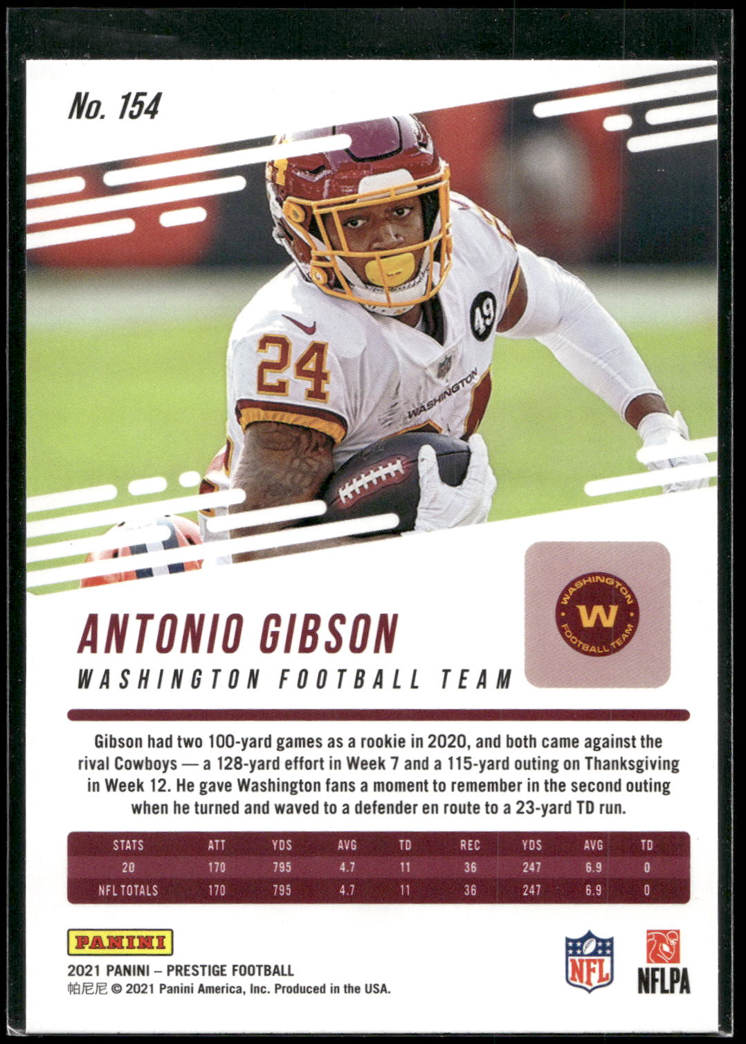 2021 Panini Prestige #154 Antonio Gibson