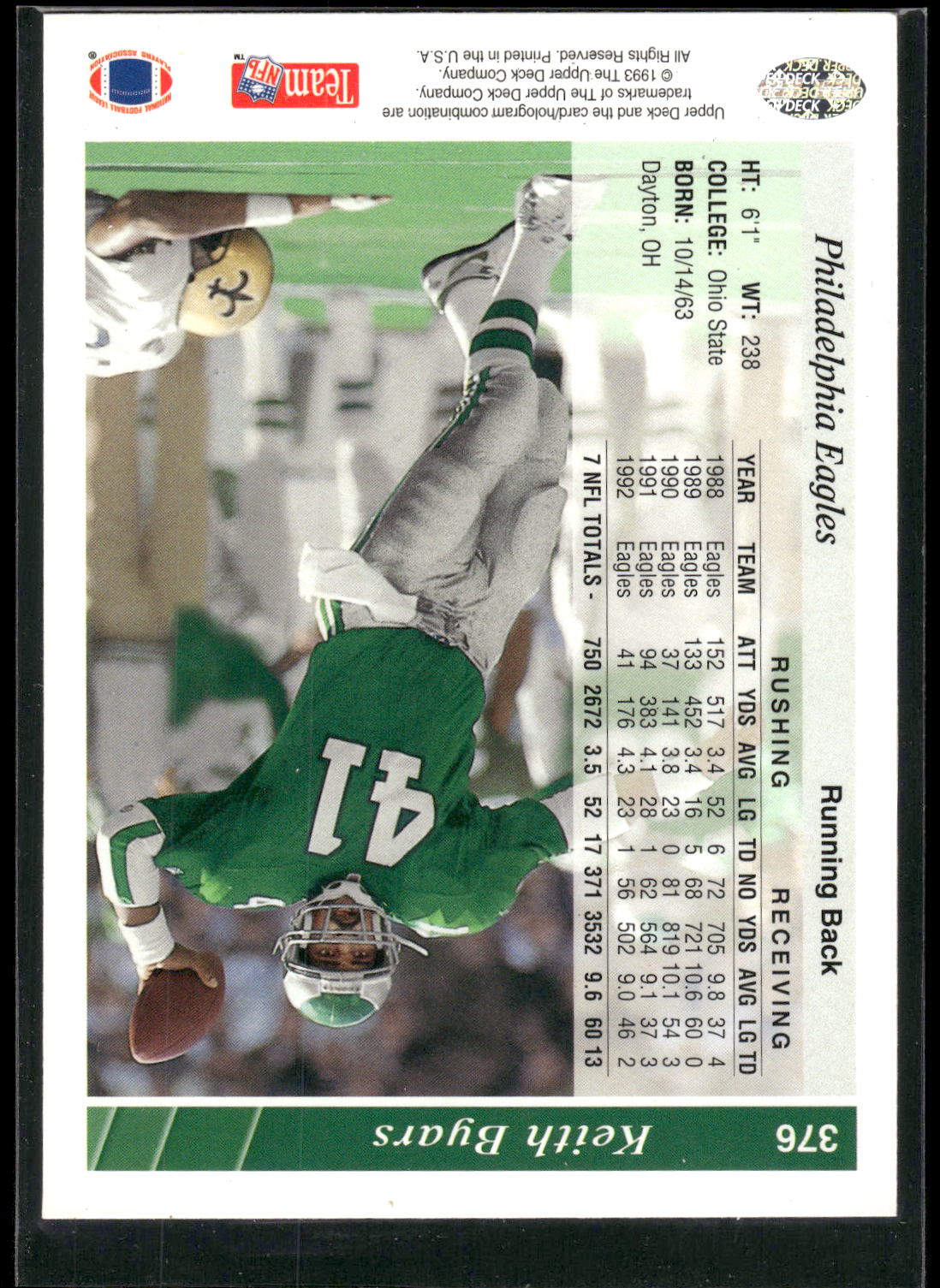 1993 Upper Deck #376 Keith Byars