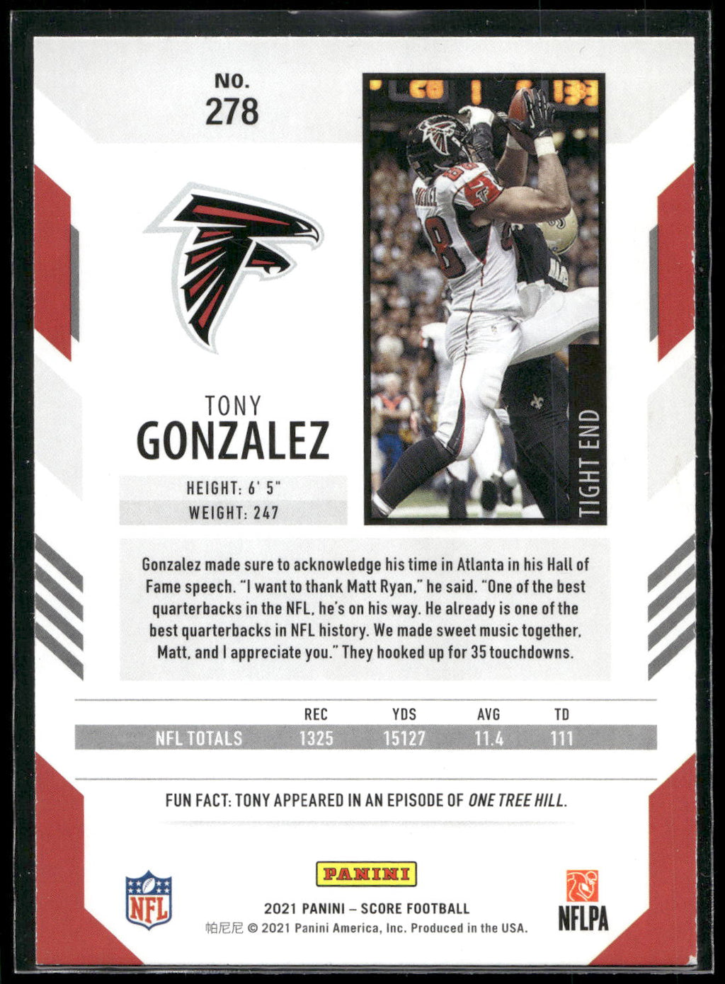 2021 Score #278 Tony Gonzalez