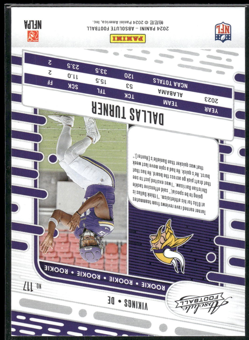 2024 Panini Absolute #117 Dallas Turner Retail