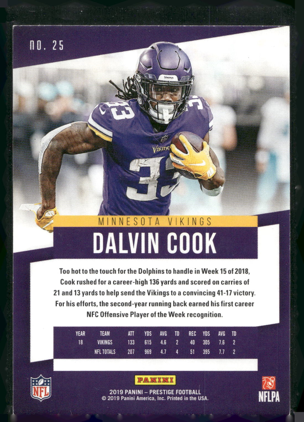 2019 Panini Prestige #25 Dalvin Cook
