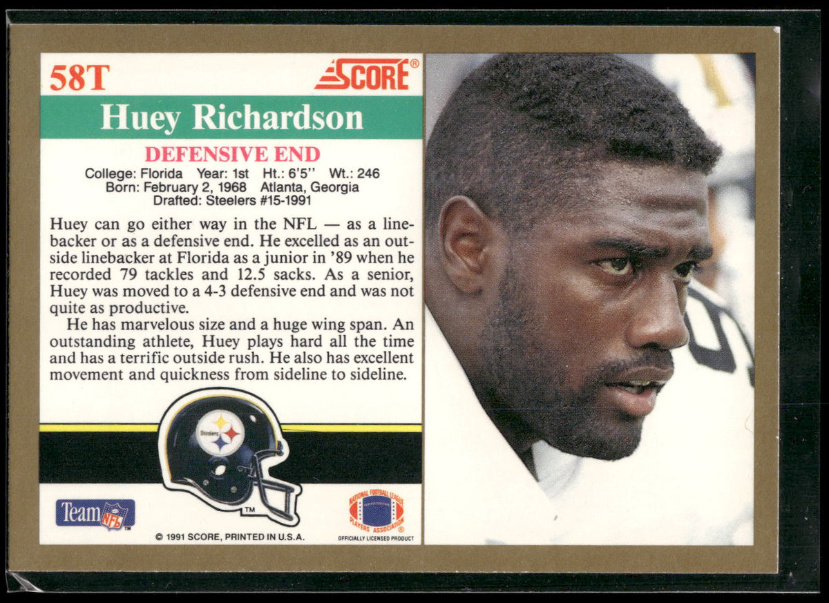1991 Score Supplemental #58T Huey Richardson
