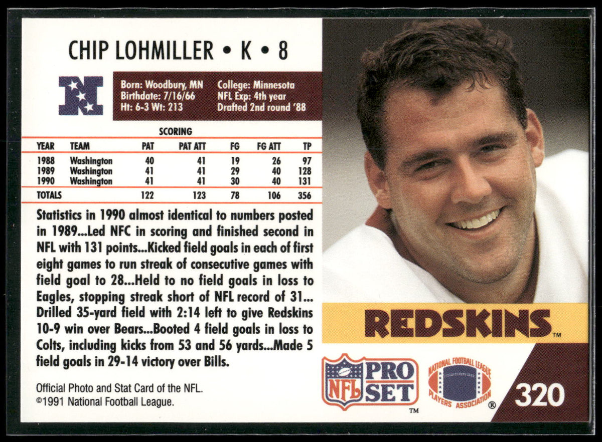 1991 Pro Set #320 Chip Lohmiller