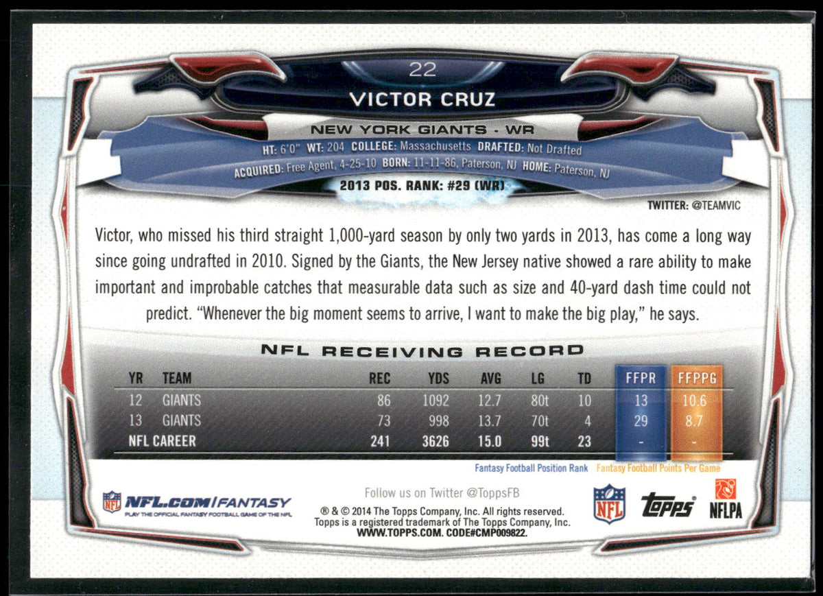 2014 Topps #22 Victor Cruz