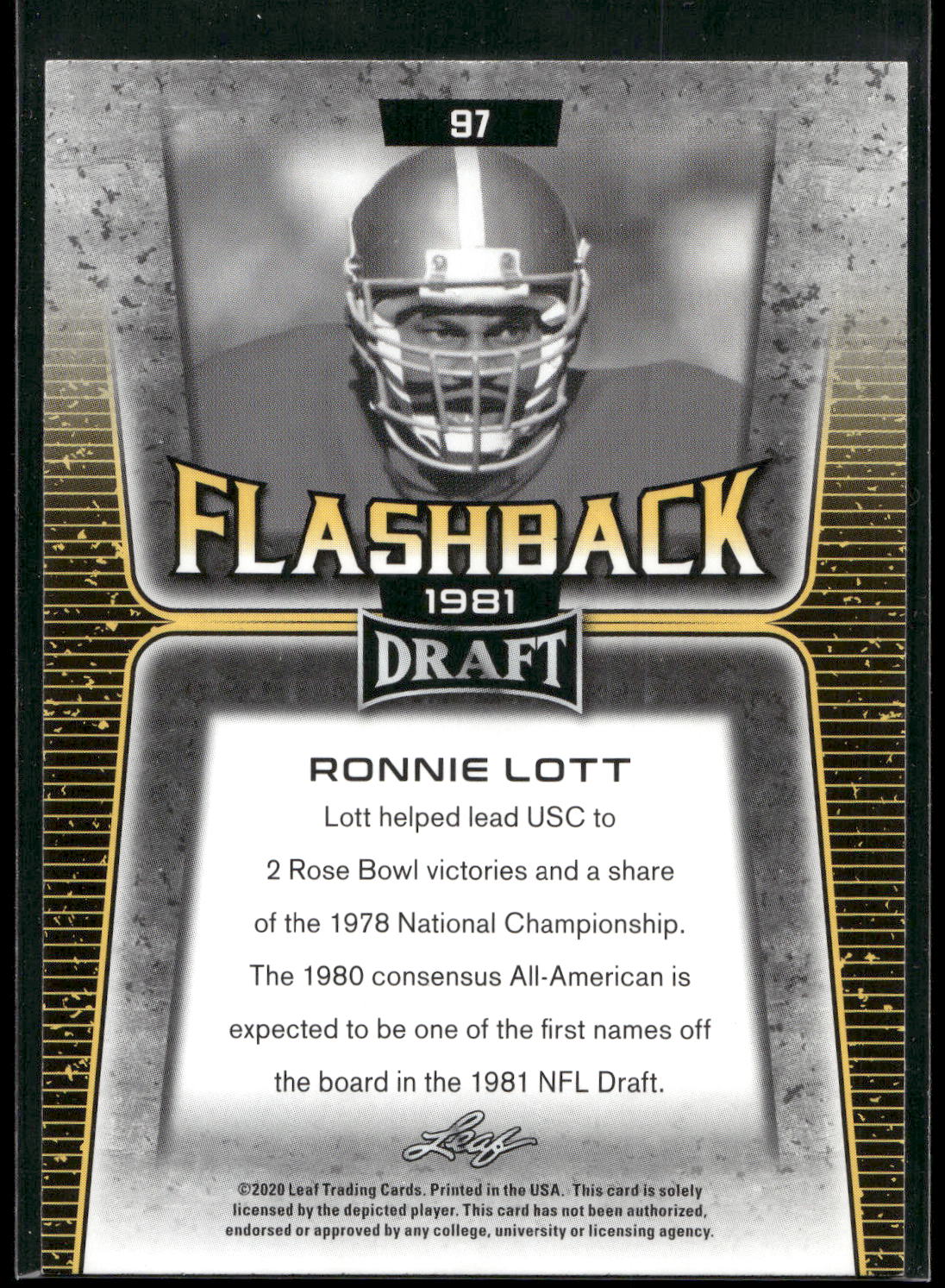 2020 Leaf Draft #97 Ronnie Lott