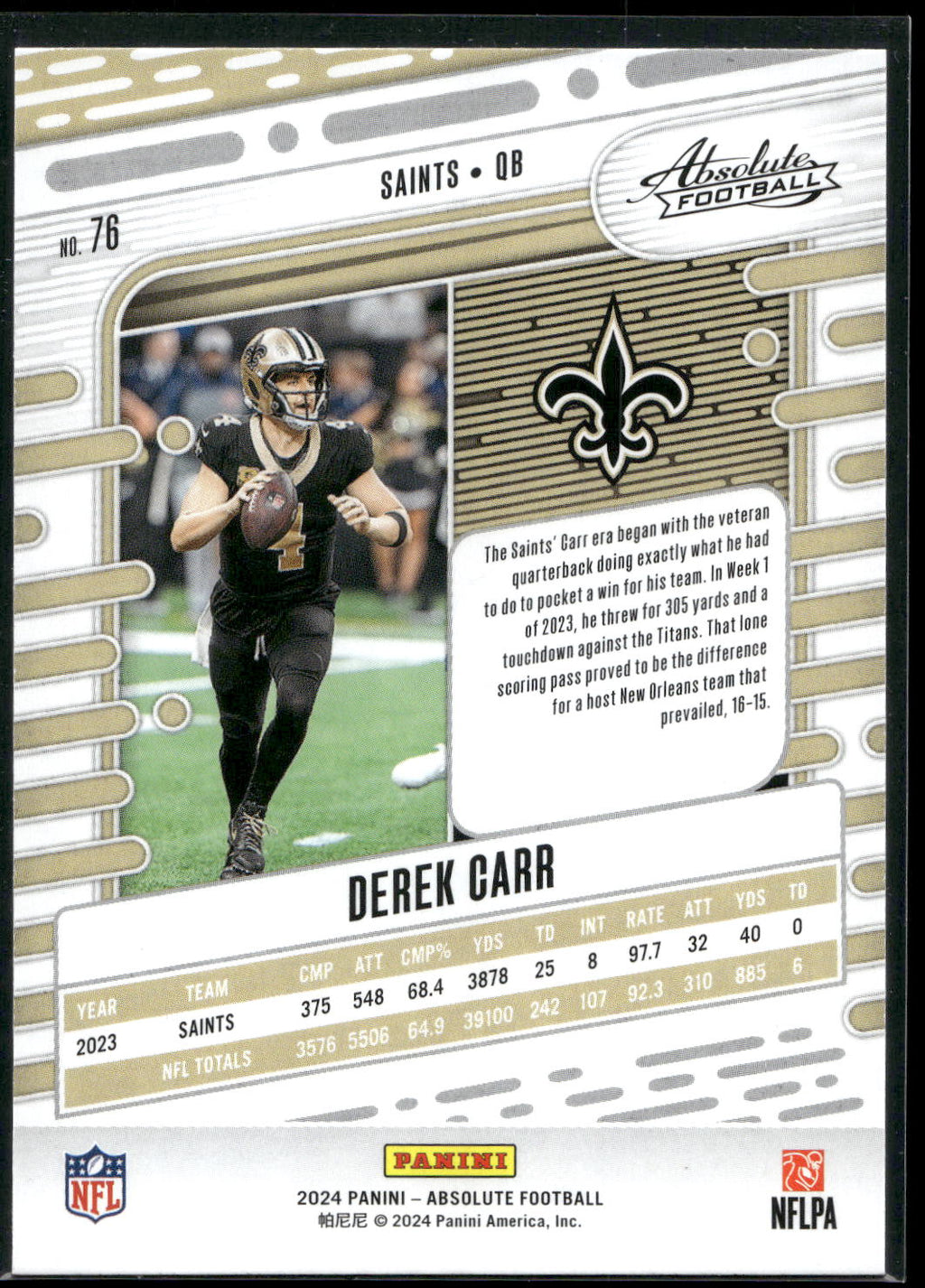 2024 Panini Absolute #76 Derek Carr Retail