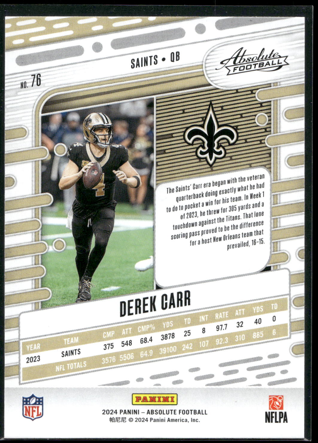 2024 Panini Absolute #76 Derek Carr Retail