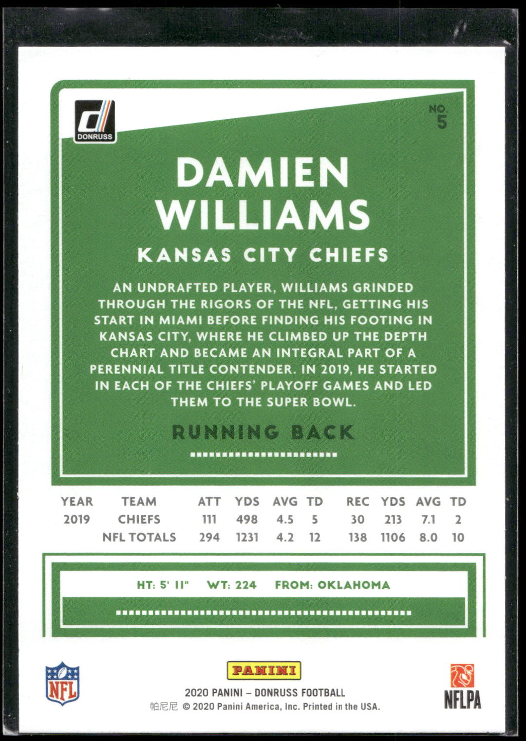 2020 Donruss #5 Damien Williams